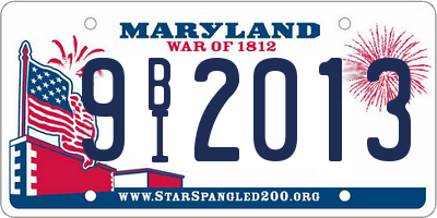 MD license plate 9BI2013