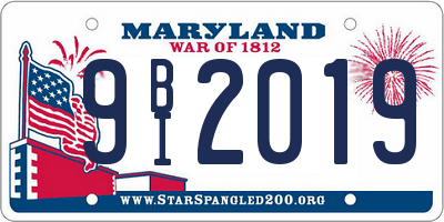 MD license plate 9BI2019
