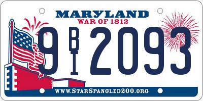 MD license plate 9BI2093