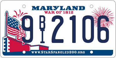 MD license plate 9BI2106