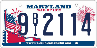 MD license plate 9BI2114