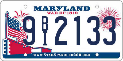 MD license plate 9BI2133