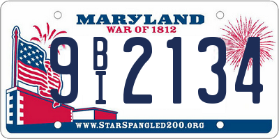 MD license plate 9BI2134