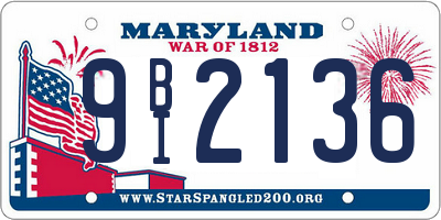 MD license plate 9BI2136