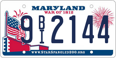 MD license plate 9BI2144