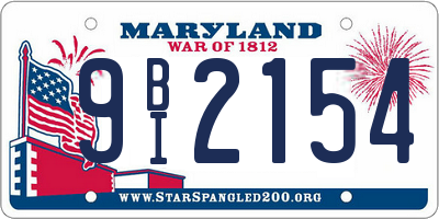 MD license plate 9BI2154