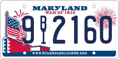 MD license plate 9BI2160