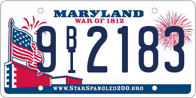 MD license plate 9BI2183