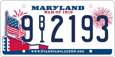 MD license plate 9BI2193