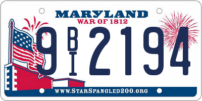 MD license plate 9BI2194