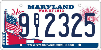 MD license plate 9BI2325