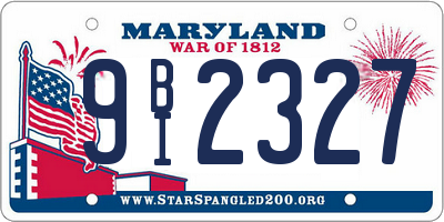 MD license plate 9BI2327