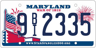 MD license plate 9BI2335