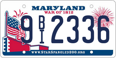 MD license plate 9BI2336