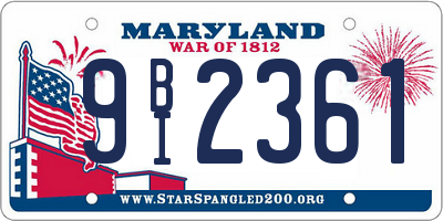 MD license plate 9BI2361