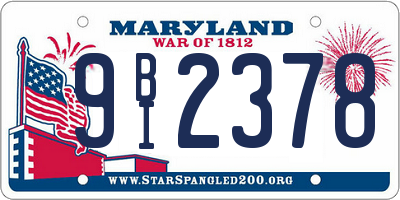 MD license plate 9BI2378