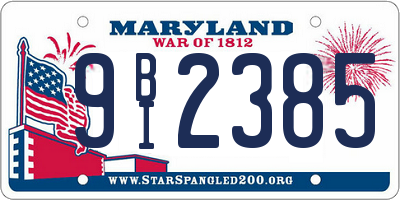MD license plate 9BI2385