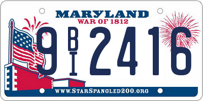 MD license plate 9BI2416