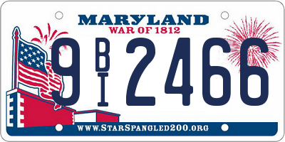 MD license plate 9BI2466