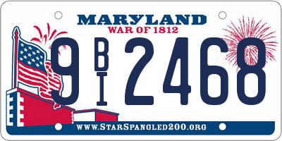 MD license plate 9BI2468