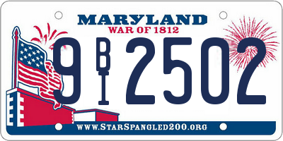 MD license plate 9BI2502