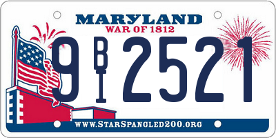 MD license plate 9BI2521