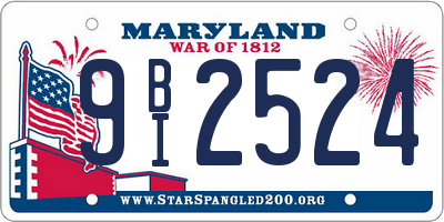 MD license plate 9BI2524