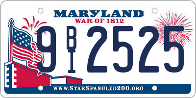 MD license plate 9BI2525