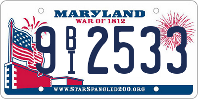 MD license plate 9BI2533