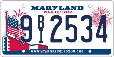 MD license plate 9BI2534