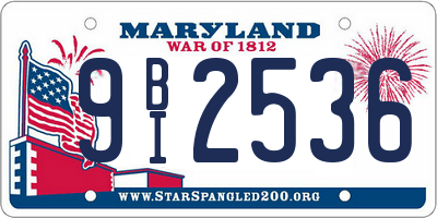 MD license plate 9BI2536