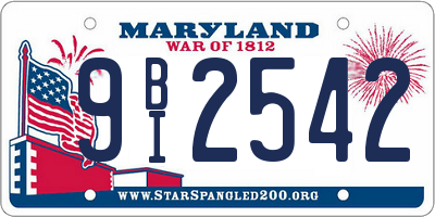 MD license plate 9BI2542