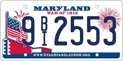 MD license plate 9BI2553