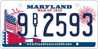 MD license plate 9BI2593