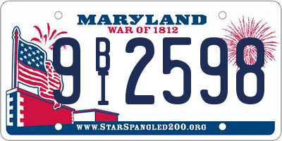 MD license plate 9BI2598