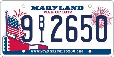 MD license plate 9BI2650
