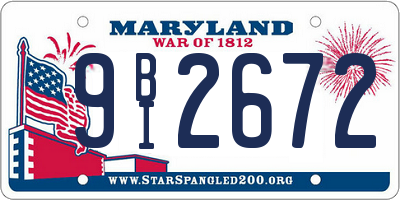 MD license plate 9BI2672