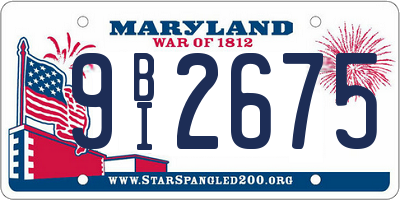 MD license plate 9BI2675