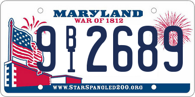 MD license plate 9BI2689