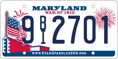 MD license plate 9BI2701