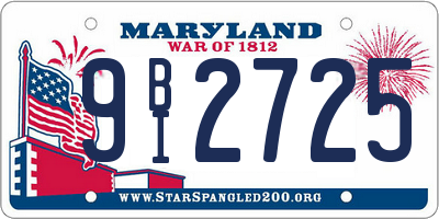 MD license plate 9BI2725