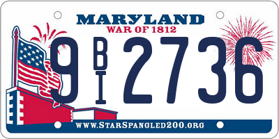 MD license plate 9BI2736