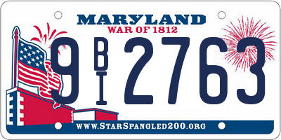 MD license plate 9BI2763