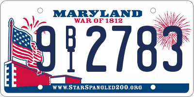 MD license plate 9BI2783