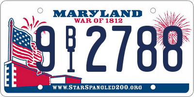 MD license plate 9BI2788