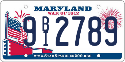 MD license plate 9BI2789