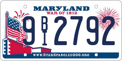 MD license plate 9BI2792