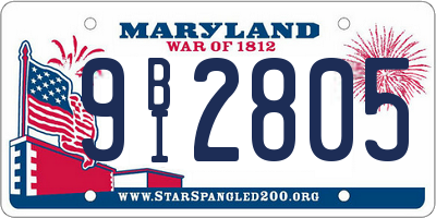 MD license plate 9BI2805