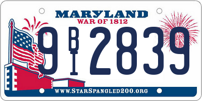 MD license plate 9BI2839