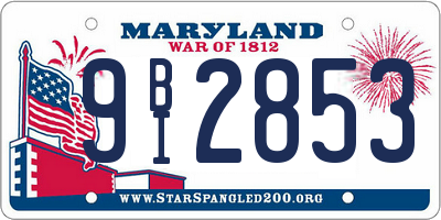 MD license plate 9BI2853